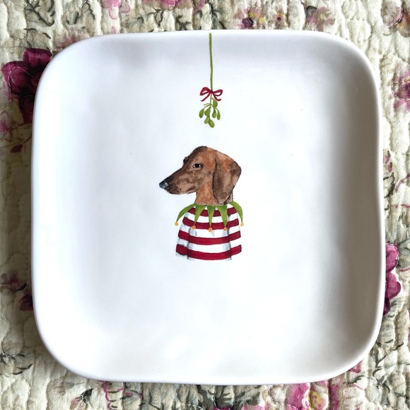Rae Dunn Other - RAE DUNN • Christmas Mistletoe Dachshund Plate